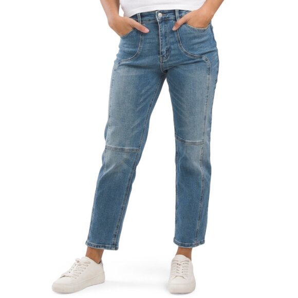 ARTEMIS VINTAGE denim High Rise Straight Leg Jeans With Seam Detail - Picture 1 of 2